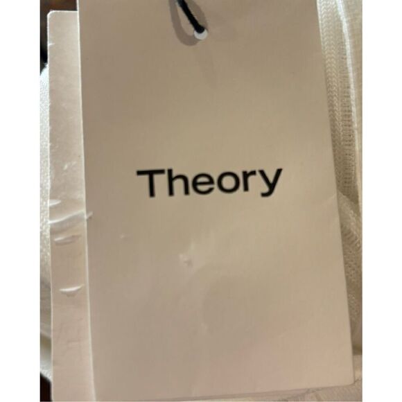 Theory Cotton Blend Cropped Shrunken Cardigan in Ivory NWT Size Petite - Picture 7 of 8